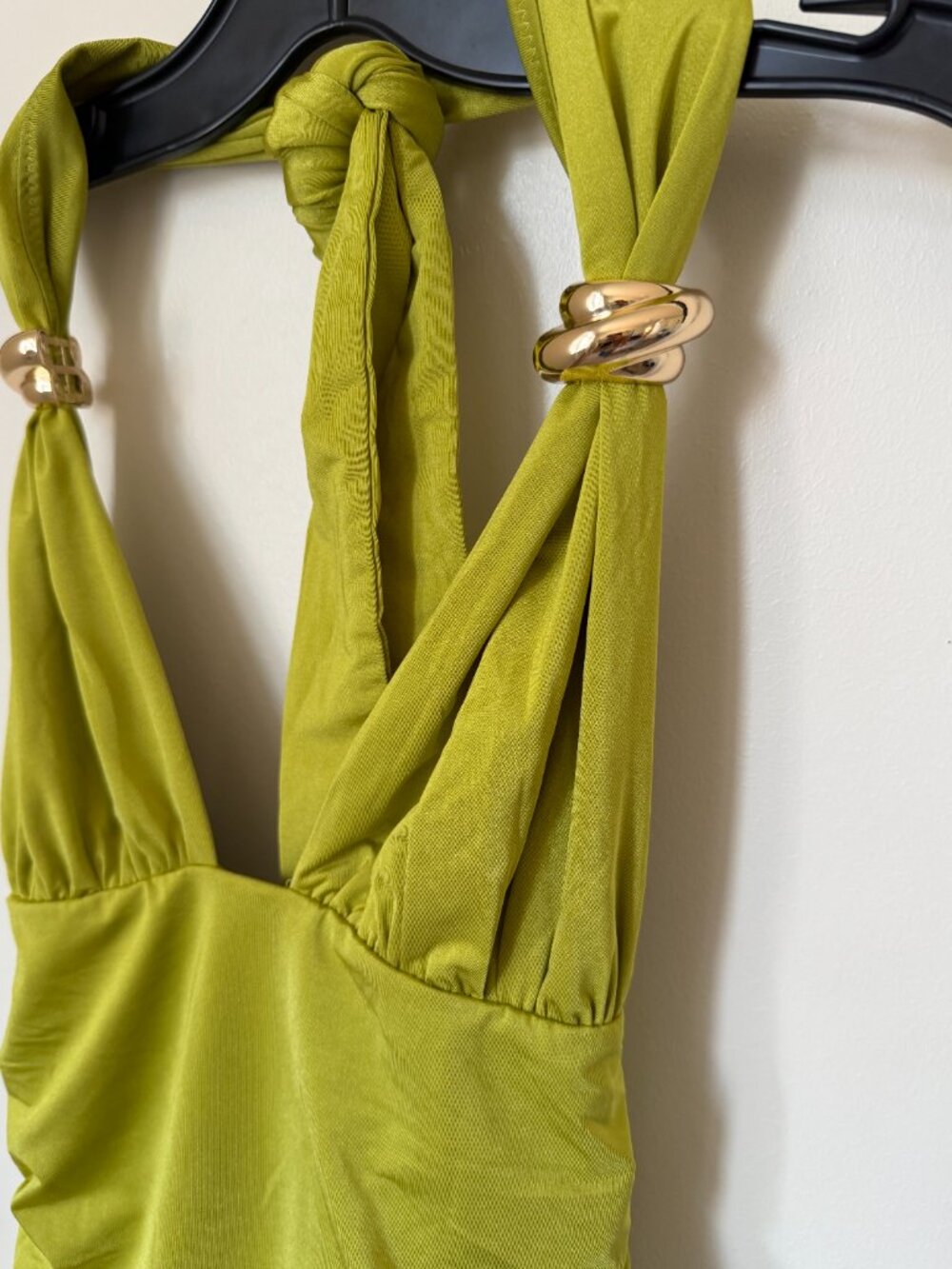 White Fox Green Chartreuse Mini Dress | Tie Halter Neck | Y2K Party Dress NWT - Picture 4 of 6